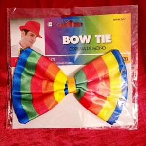 NWT Rainbow Bow Tie Clown Halloween Costume Accessory Cosplay Adult One Size New